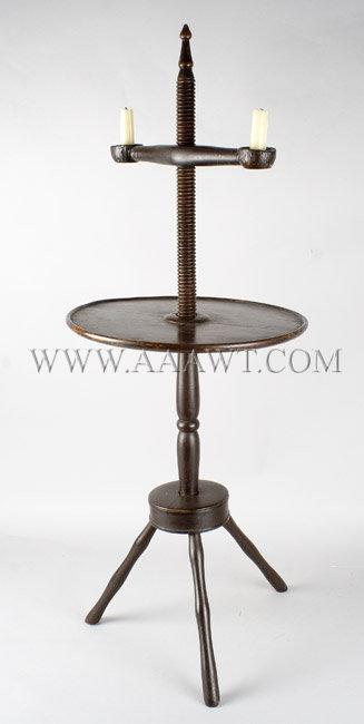 Windsor Adjustable Candle Stand
Dished Adjustable Height Table
New England
Circa 1800, entire view